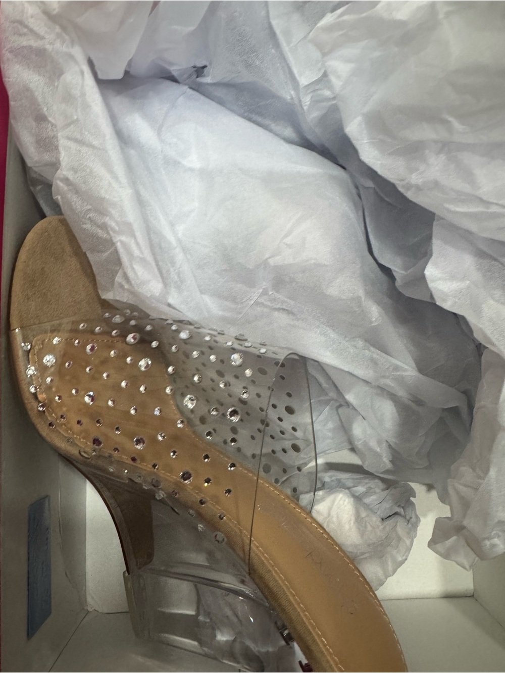 Clear Rhinestone Wedge Mule - Nude Insole - Picture 4 of 5